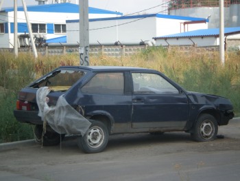 Стоит у офиса страховой компании, бедняга...