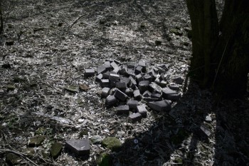 свалка тротуарного камня на территории памятника усадьбы Ивановское - остатки после т.н. &quot;благоустройства&quot; сквера им. Долгого.