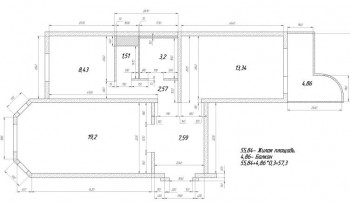 Вот примерно такие размеры, с балконом неточно